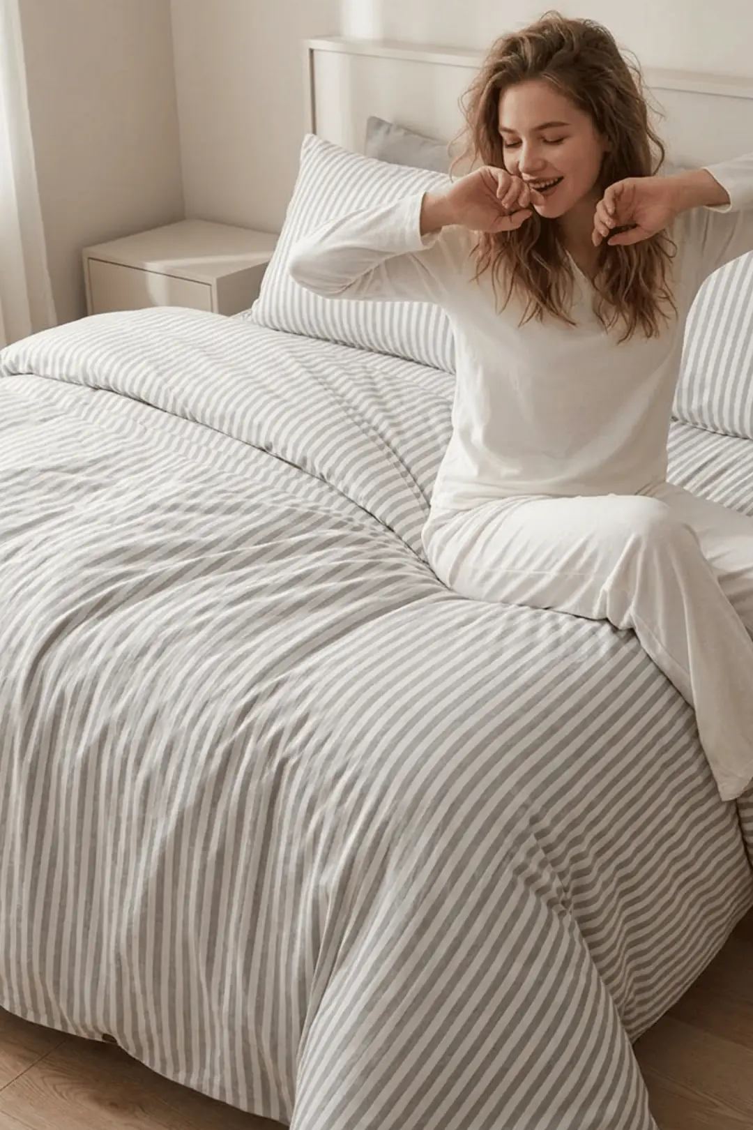 Cotton Collection Çift Kişilik Çizgili Çarşaf Seti Reveboheme