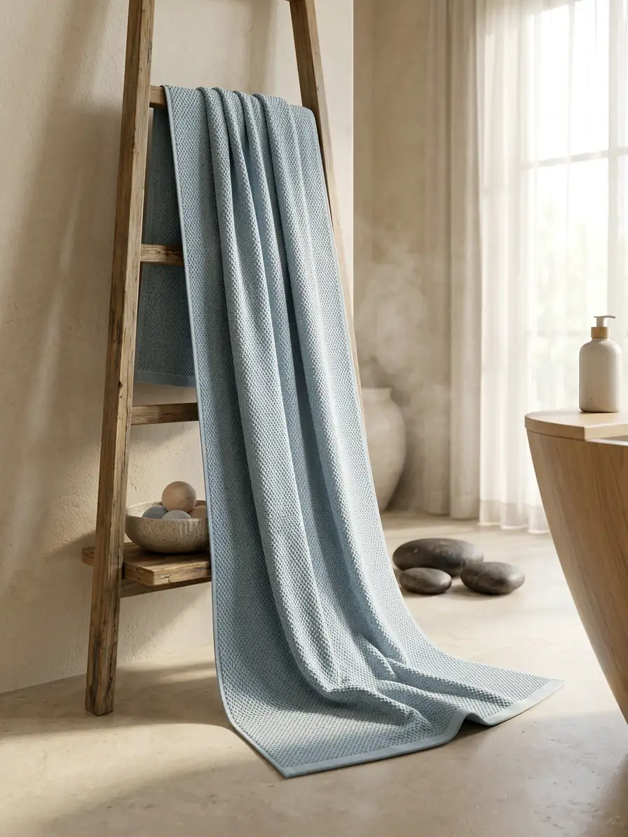 La Notte Pirinç Örgü %100 Pamuk 90x145 Banyo Havlusu İndigo 2