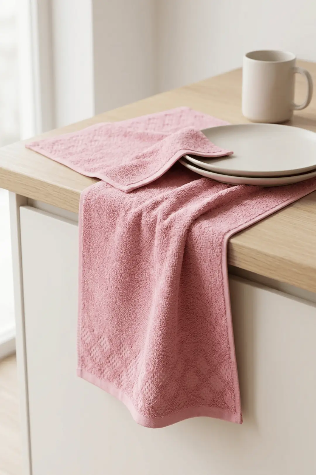 Cotton Collection Bukle Mutfak Havlusu 30x50 cm Ekose Pudra 5