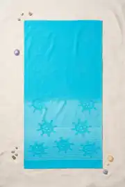 Cotton Collection Bukle Plaj Havlusu Çark Turkuaz 3