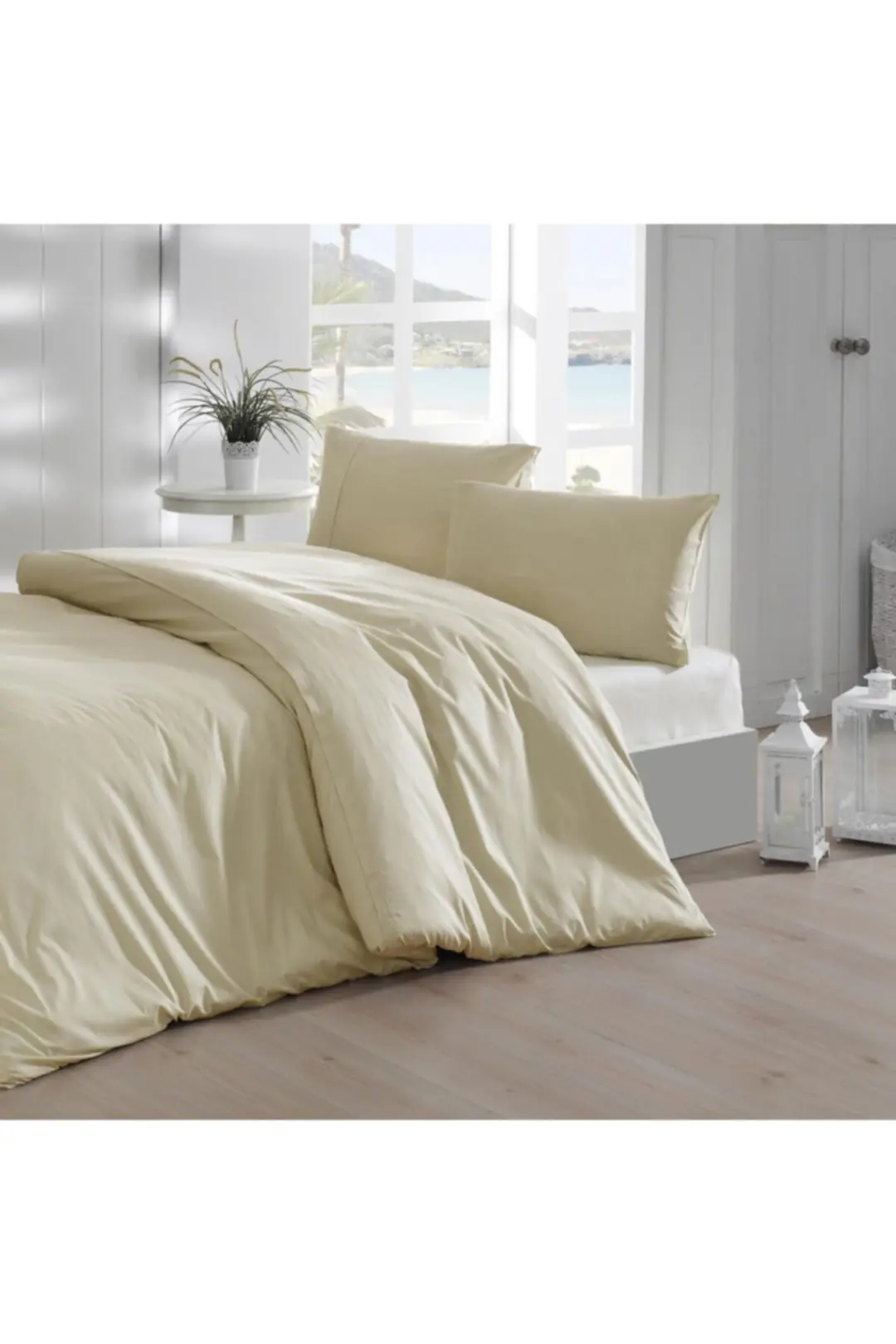 Cotton Collection Ranforce Battal Ebat Nevresim Takımı Simple Yeşil