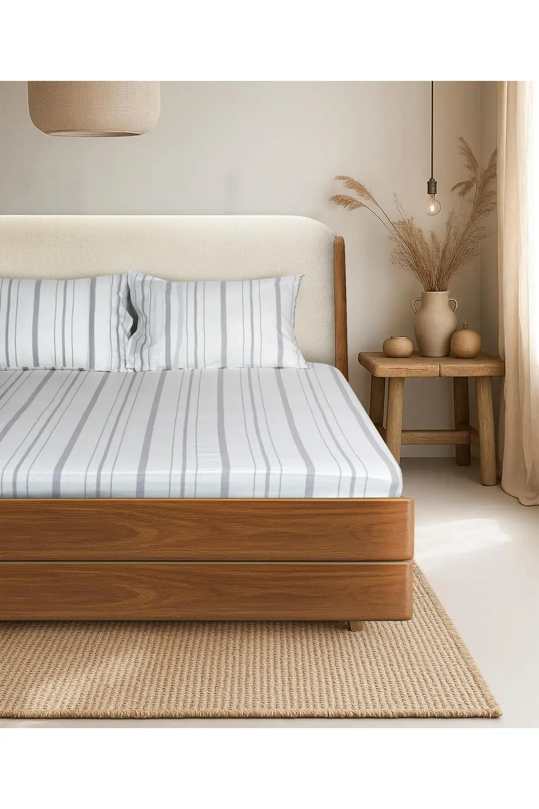 Cotton Collection Tek Kişilik Çizgili Çarşaf Seti Solinea