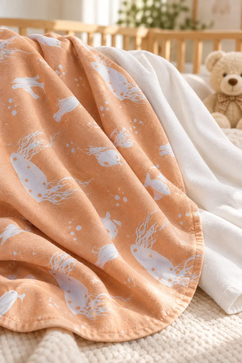 Flanel İkili Bebek Battaniyesi Coral 3