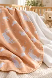 Flanel İkili Bebek Battaniyesi Coral 3