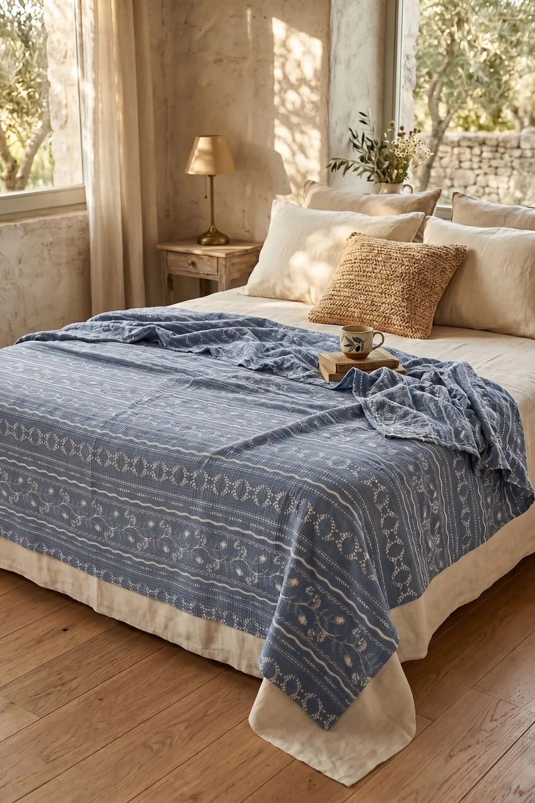 Cotton Collection Tek Kişilik Pike Blue Cottage 160x230