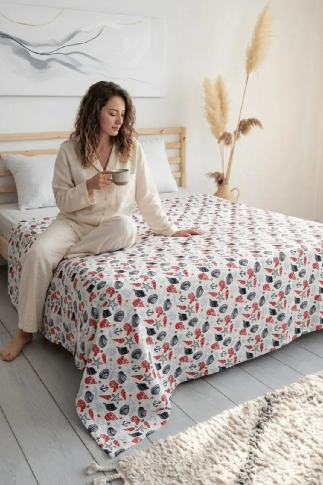 Cotton Collection Çift Kişilik Pike Deniz