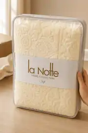 La Notte Welsoft Jakarlı Tek Kişilik Yatak Örtüsü Krem 160x230 cm 2