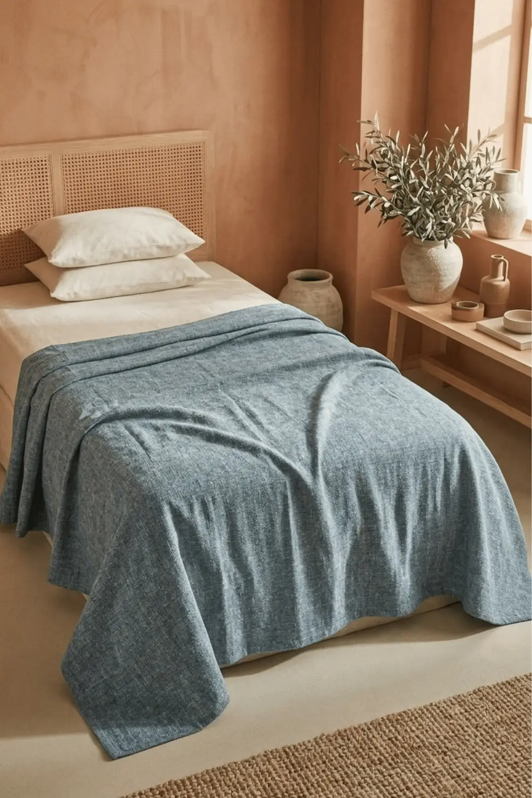 Cotton Collection Linen Tek Kişilik Pike Petrol 160x230 cm 4