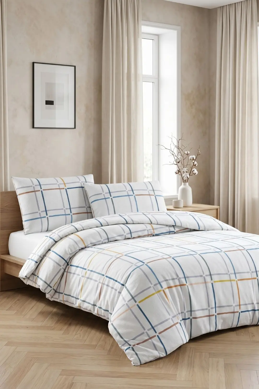 Cotton Collection Flanel Çift Kişilik Nevresim Takımı Petite Spring