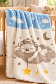 Cotton Collection Bebek Battaniye Mavi 2