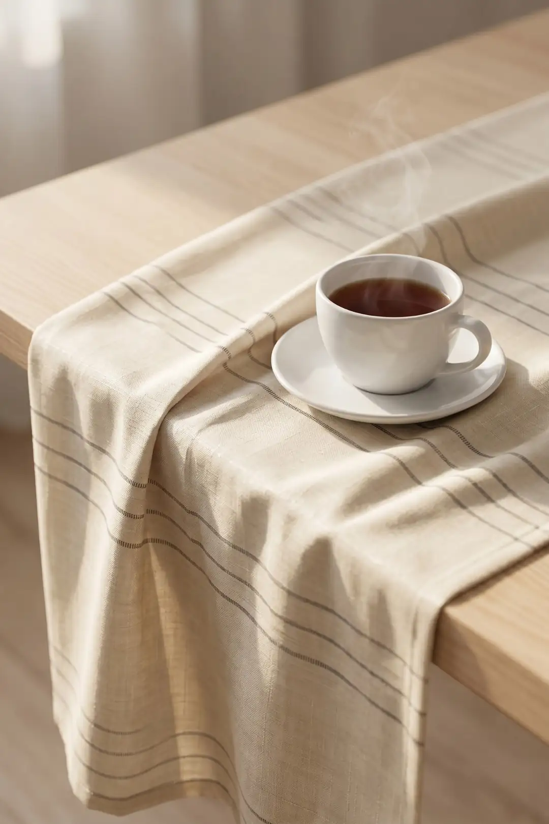 Cotton Collection Masa Örtüsü Açık Bej 140x180 cm 2
