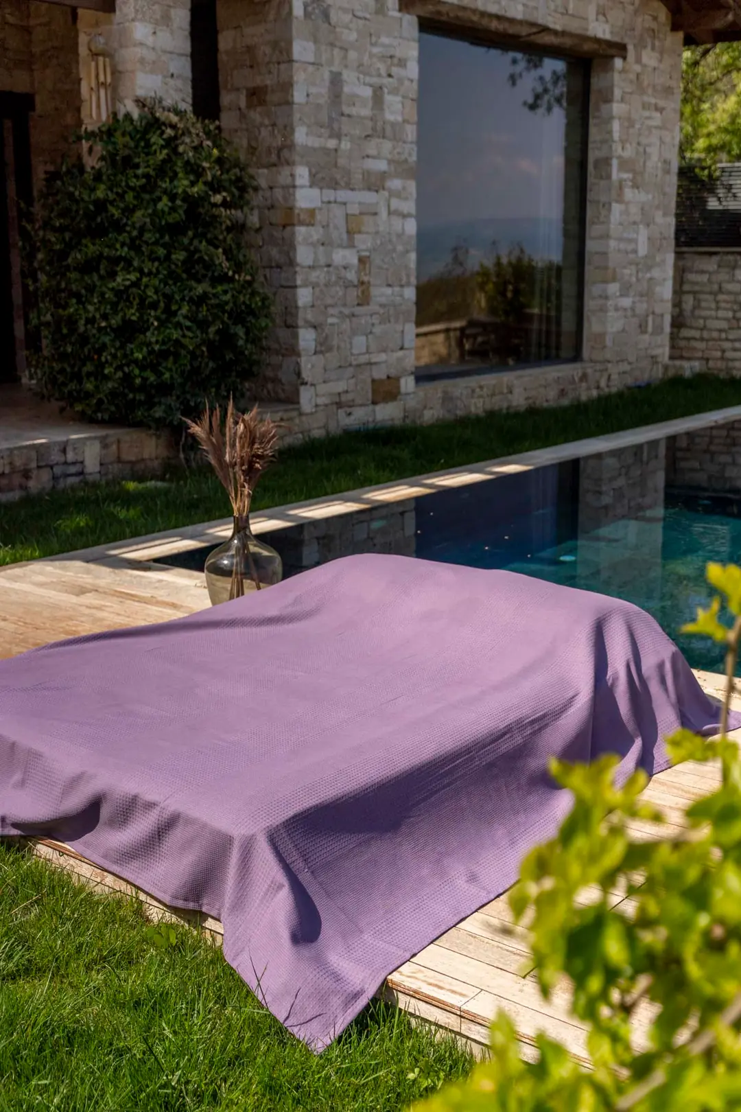 Cotton Collection Çift Kişilik Yatak Örtüsü Mor 8