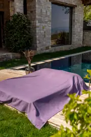 Cotton Collection Çift Kişilik Yatak Örtüsü Mor 8