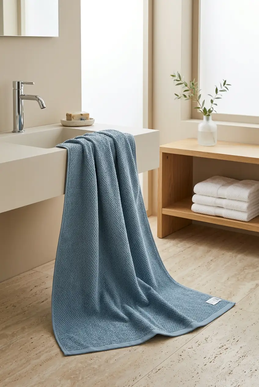 La Notte Pirinç Örgü %100 Pamuk 90x145 Banyo Havlusu İndigo 4