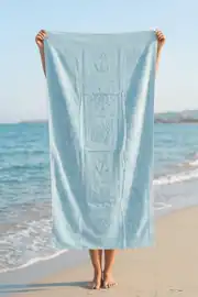 La Notte Summer Anchor %100 Pamuk Plaj Havlusu Açık Mavi 70x140 9