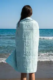 La Notte Summer Anchor %100 Pamuk Plaj Havlusu Açık Mavi 70x140 2