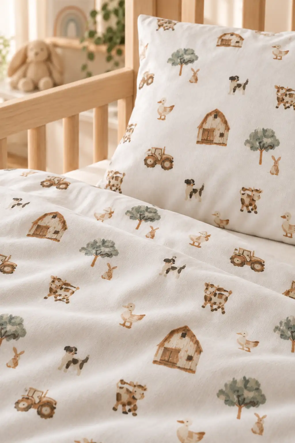 Cotton Collection %100 Pamuk Kışlık Pazen Bebek Nevresim Seti Farm 3
