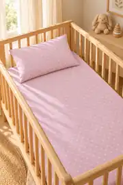 Cotton Collection %100 Pamuk Ranforce Bebek Çarşaf Seti Pink 1