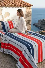 La Notte Marin Stripe Tek Kişilik 3 Parça Pike Takımı 160x230 + 100x200 + 50x70 cm 5