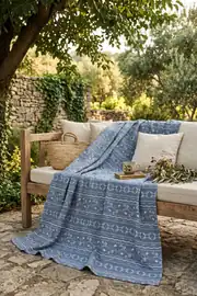 Cotton Collection Tek Kişilik Pike Blue Cottage 160x230 7