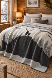 La Notte Çift Kişilik Battaniye Gray Deer 2