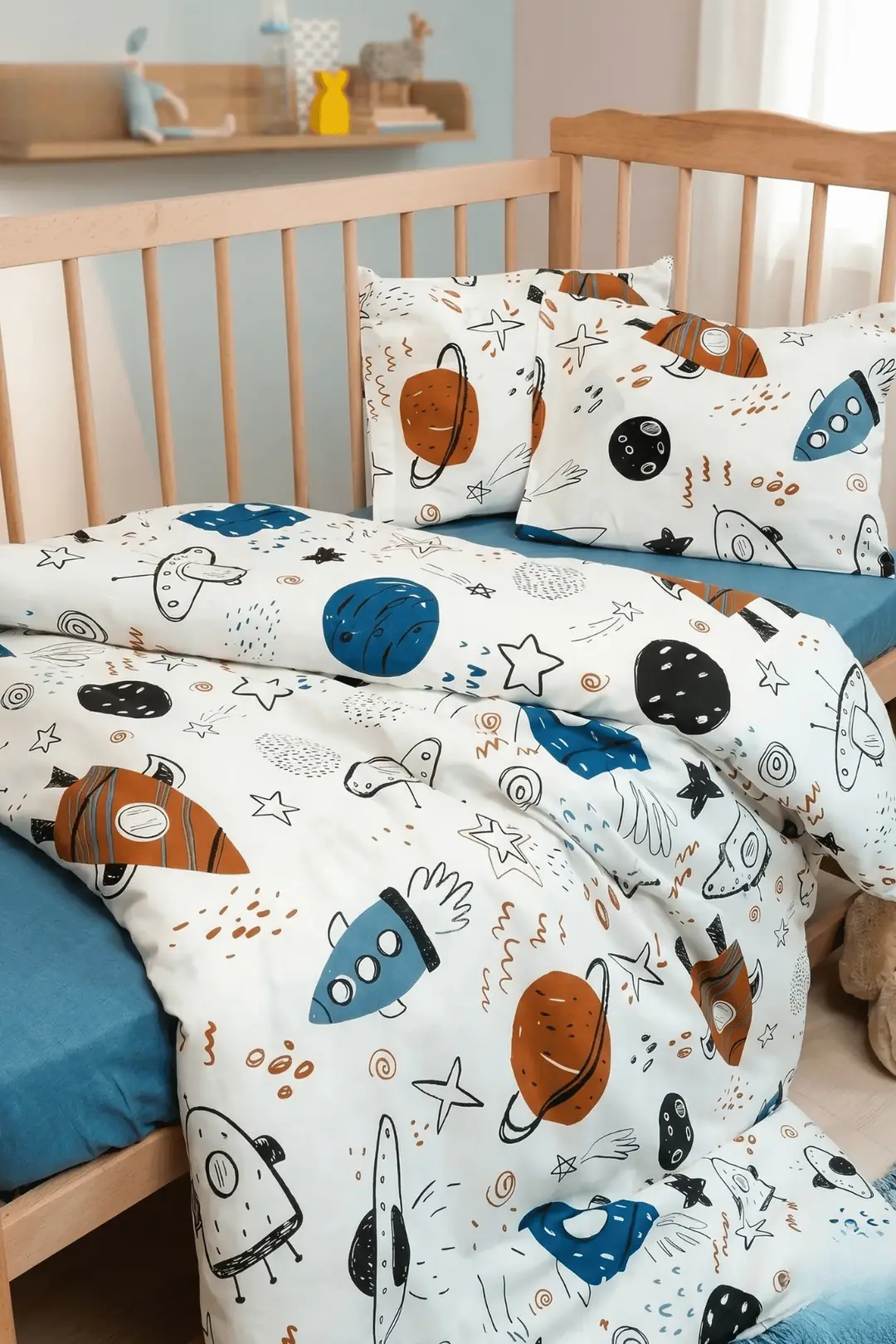 Cotton Collection %100 Pamuk Bebek Nevresim Takımı Space 3