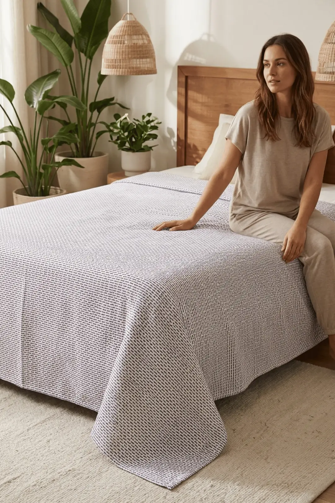 Cotton Collection Dash Tek Kişilik Pike Mor 160x230 cm