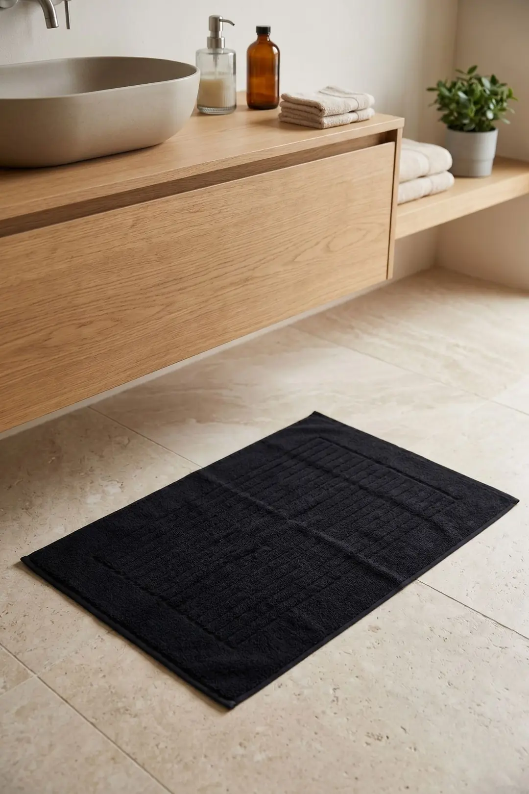 La Notte Solid Color 50x70 Havlu Paspas Siyah