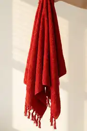 Cotton Collection Bukle Banyo Havlusu Peşkir Kırmızı 70x150 2