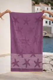 Cotton Collection Bukle Plaj Havlusu Yıldız Mor 2