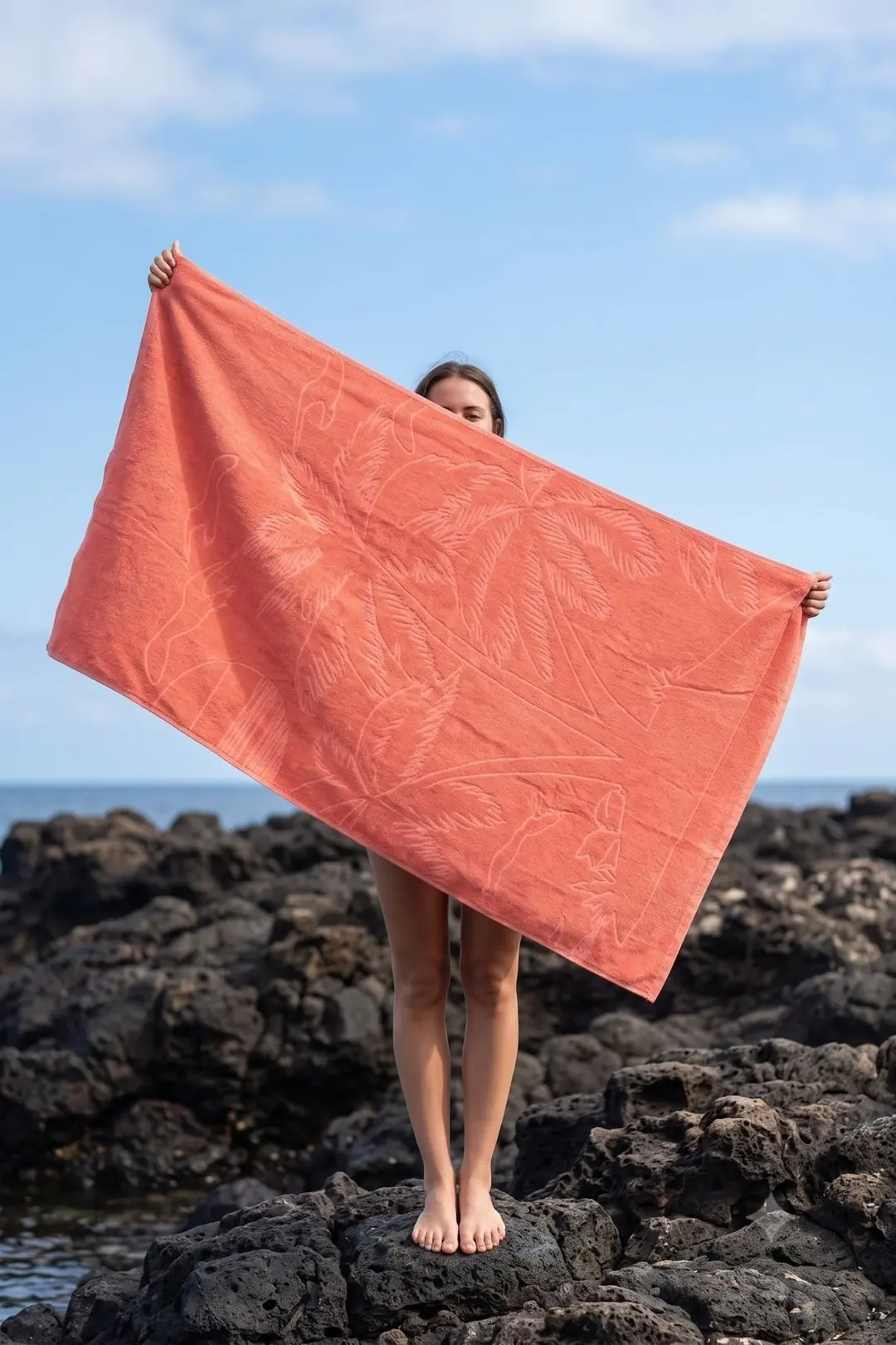 La Notte Summer Palmiye Kadife Plaj Havlusu Pembe 70x140 cm 2