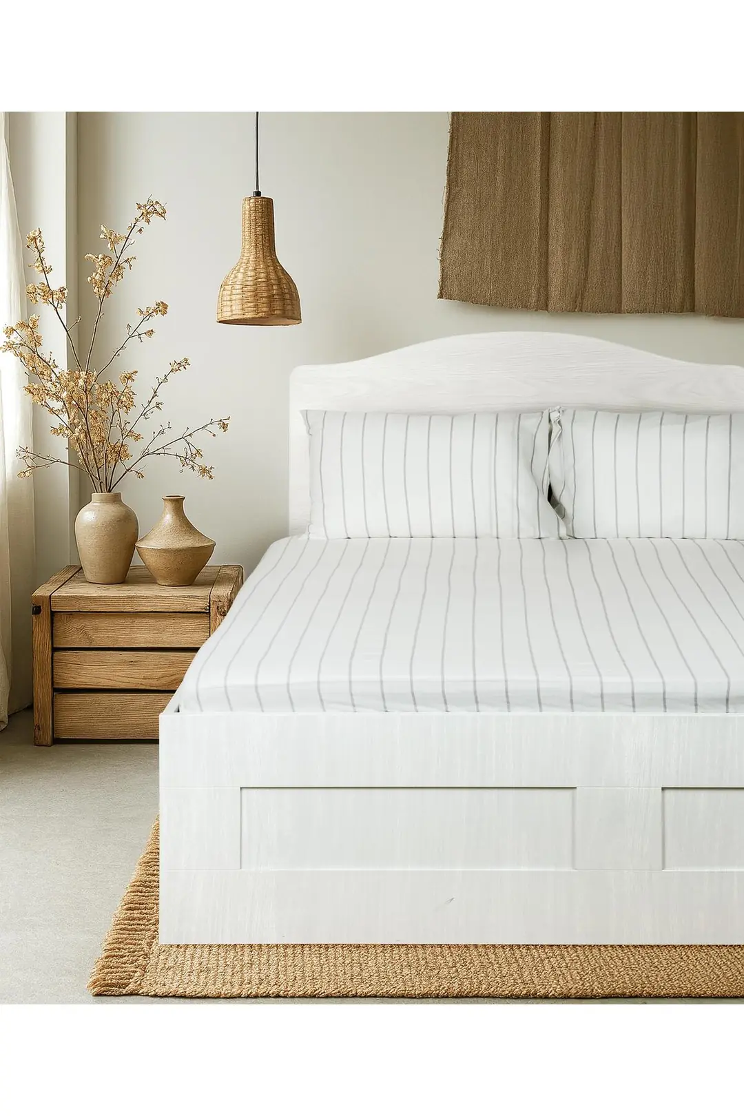Cotton Collection Çift Kişilik Çizgili Çarşaf Seti Rayuna