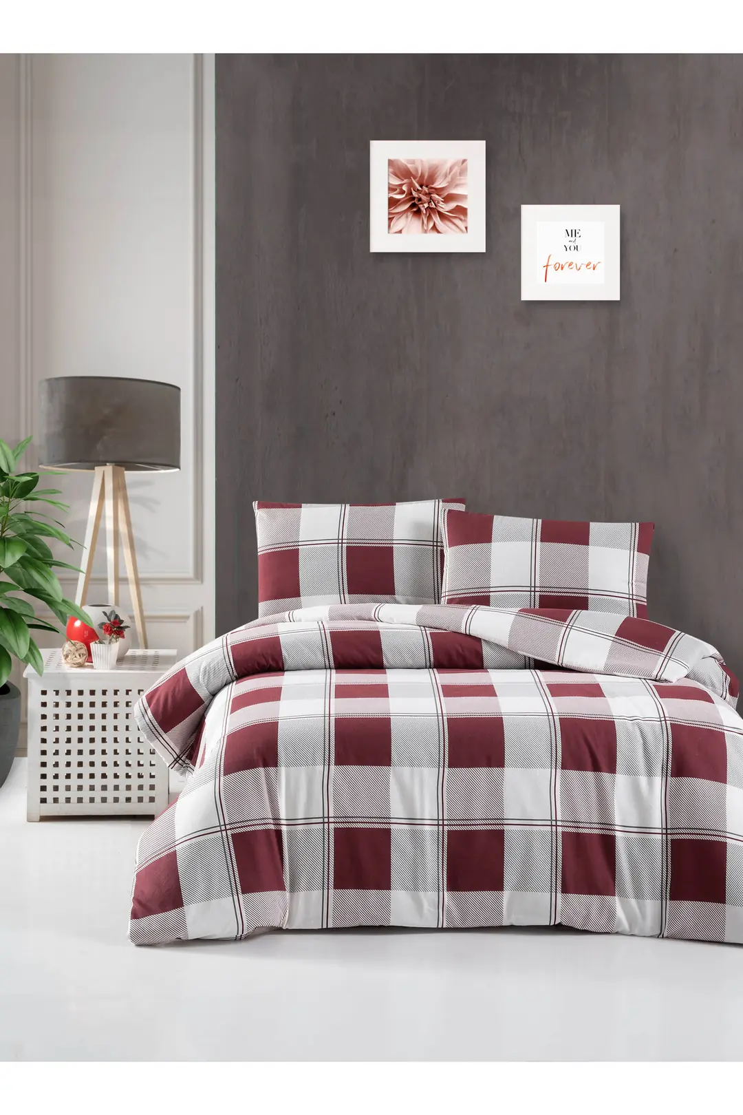 Cotton Collection Flanel Çift Kişilik Nevresim Takımı Red
