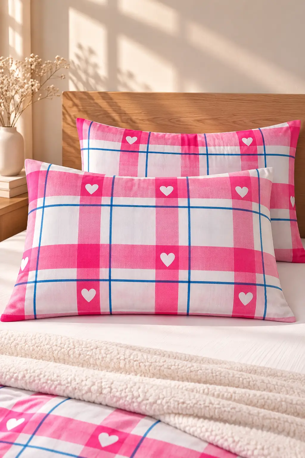Cotton Collection Kışlık Pazen 2'li Yastık Kılıfı Blush