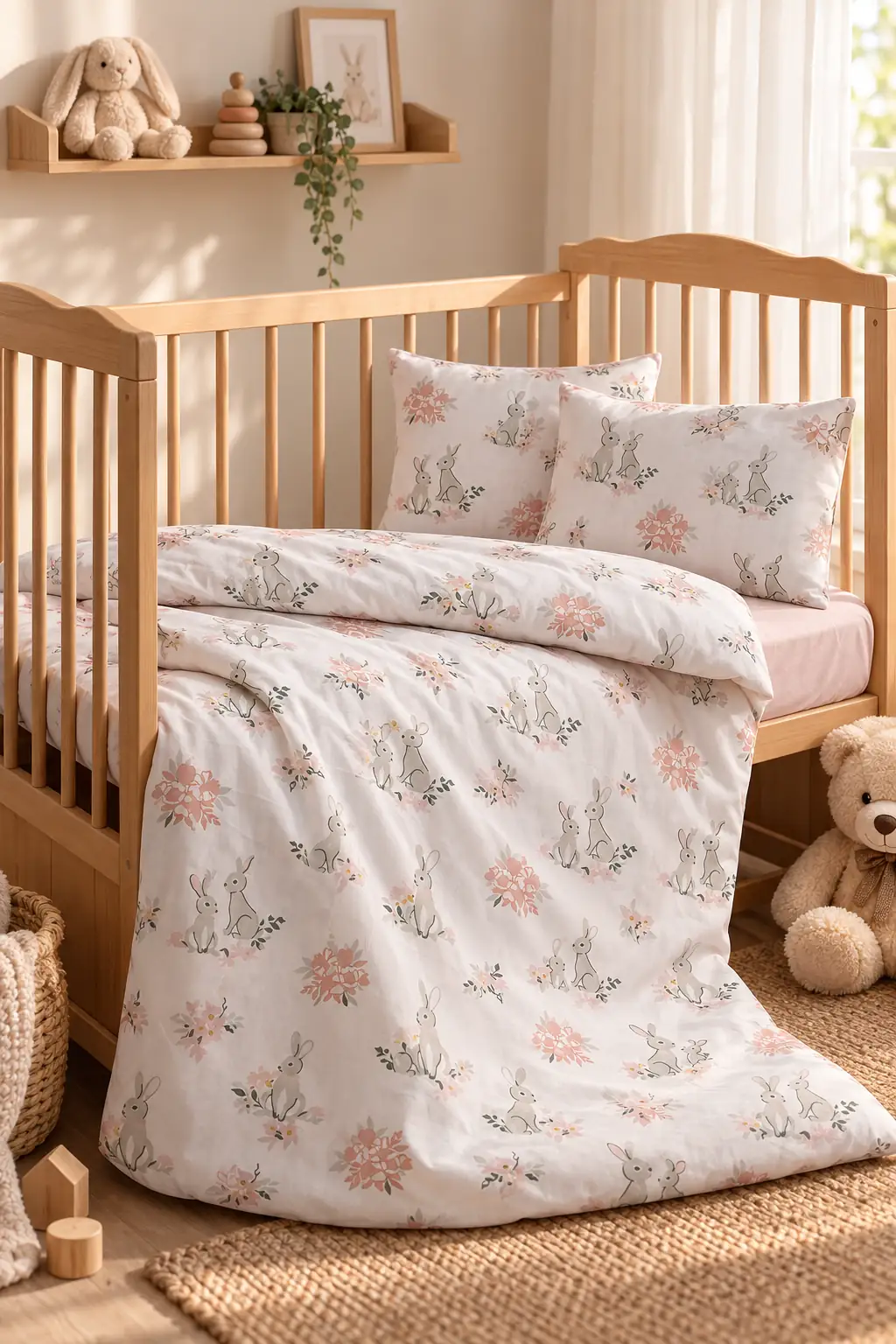 Cotton Collection %100 Pamuk Ranforce Bebek Nevresim Takımı Bunny Family