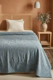 Cotton Collection Linen Tek Kişilik Pike Petrol 160x230 cm 2