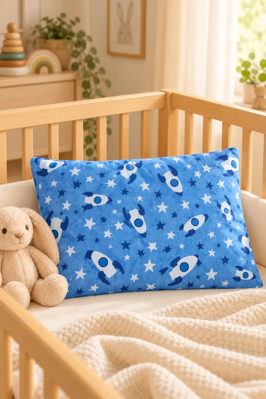 Cotton Collection Kışlık Pazen 2'li Bebek Yastık Kılıfı Rocket