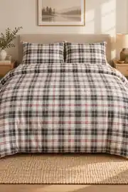 Cotton Collection Flanel Çift Kişilik Nevresim Seti Red Black Plaid 1