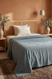 Cotton Collection Linen Tek Kişilik Pike Petrol 160x230 cm 1