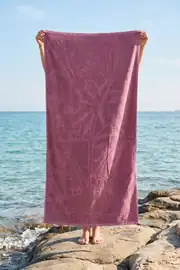 La Notte Summer Palmiye Kadife Plaj Havlusu Lila 70x140 cm 1