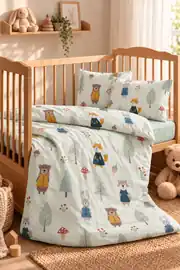 Cotton Collection %100 Pamuk Ranforce Bebek Nevresim Takımı Forest 1