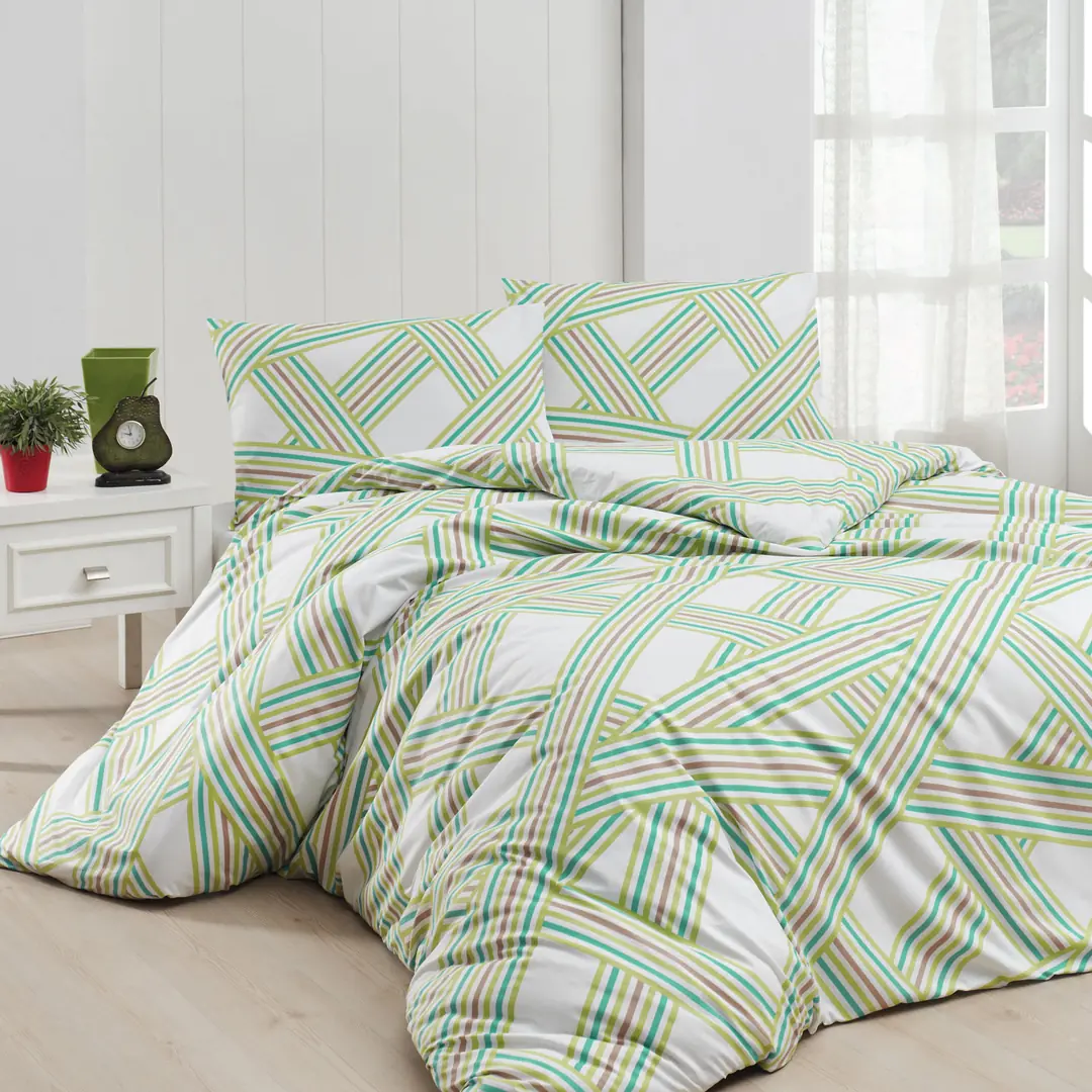 Cotton Collection Ranforce Çift Kişilik Nevresim Takımı Avenir Yeşil 1