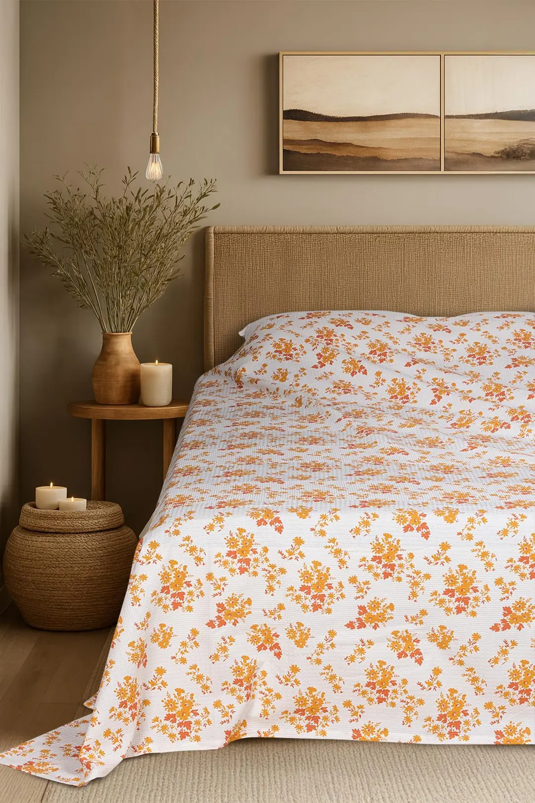 Cotton Collection Çift Kişilik Yatak Örtüsü Solara