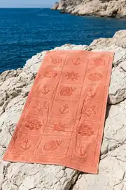 La Notte Summer Anchor %100 Pamuk Plaj Havlusu Somon 70x140 6