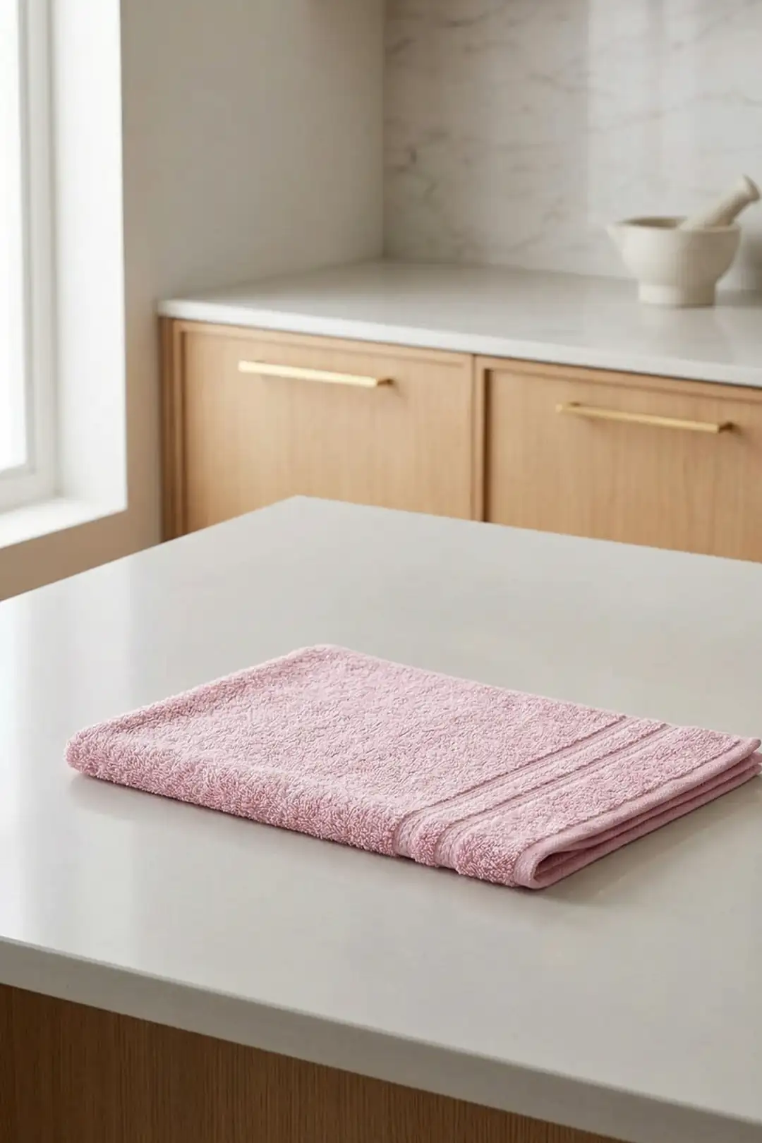 Cotton Collection Bukle Mutfak Havlusu Bordürlü Pembe 30x50 1