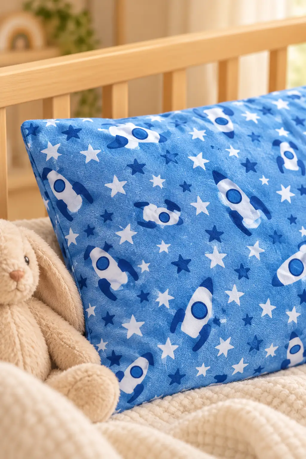 Cotton Collection Kışlık Pazen 2'li Bebek Yastık Kılıfı Rocket 3