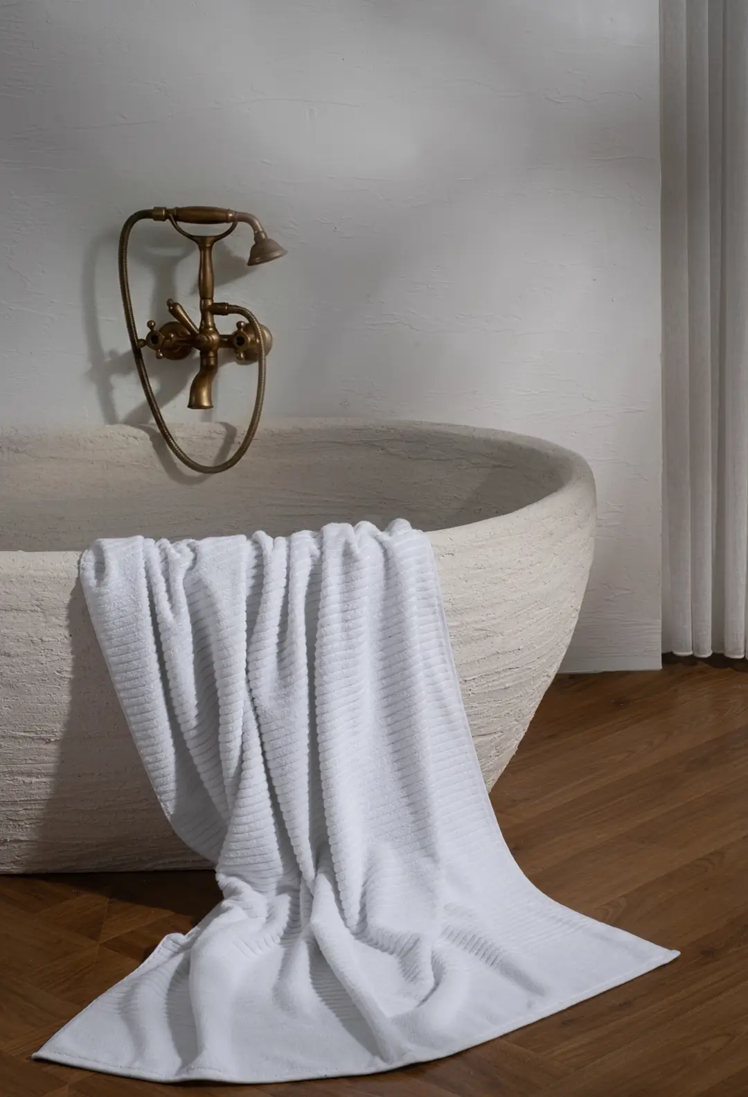 Cotton Collection Banyo Havlusu Marin Beyaz