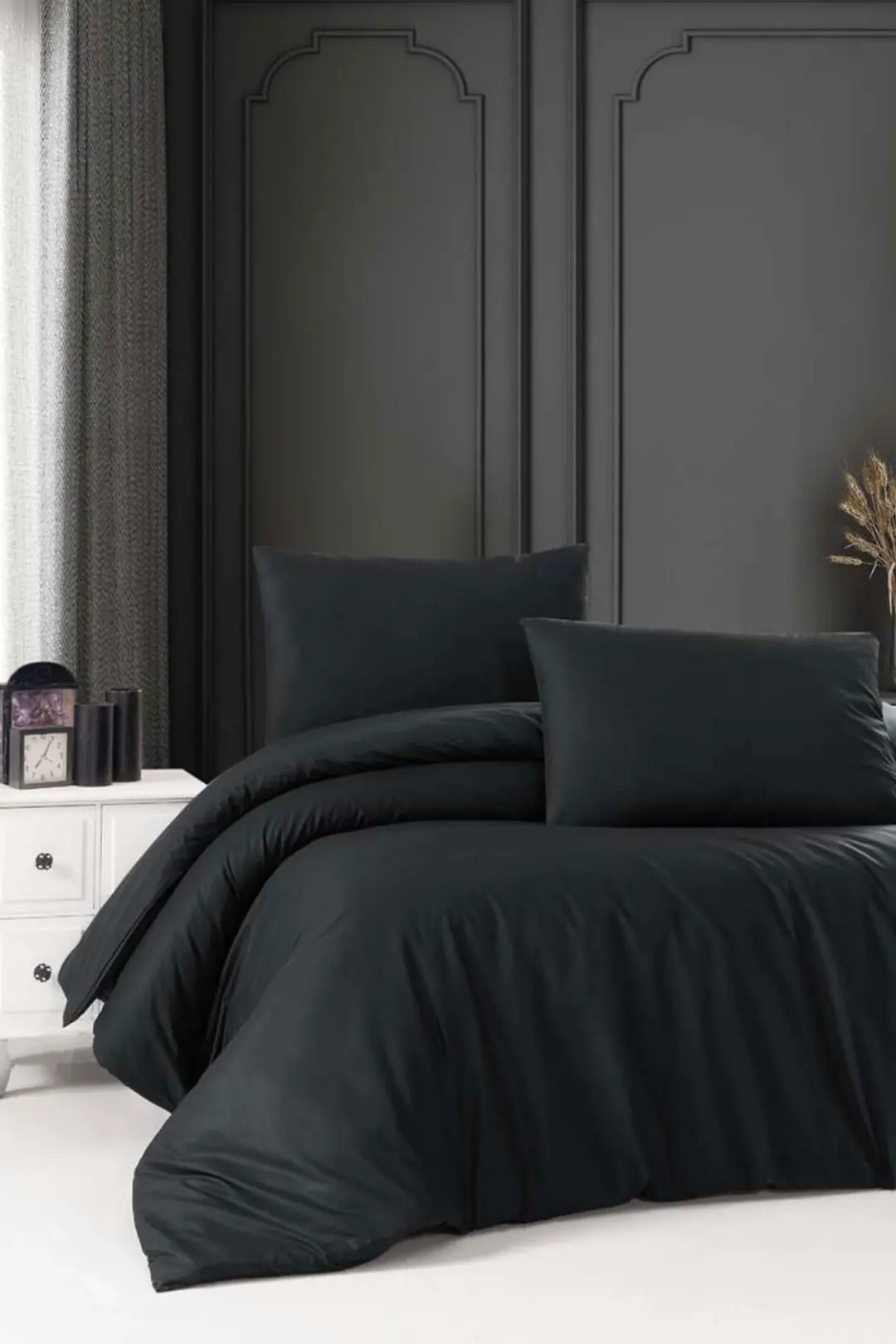 Cotton Collection Ranforce Çift Kişilik Nevresim Seti Düzboya Siyah