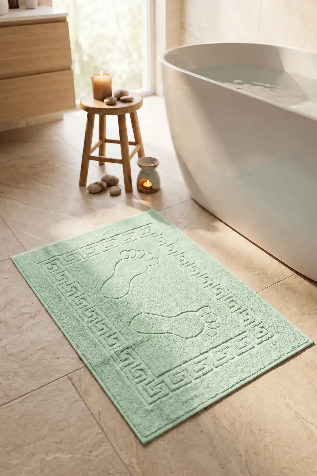 Cotton Collection Bukle Ayak Havlusu Ayak İzli Mint 50x70