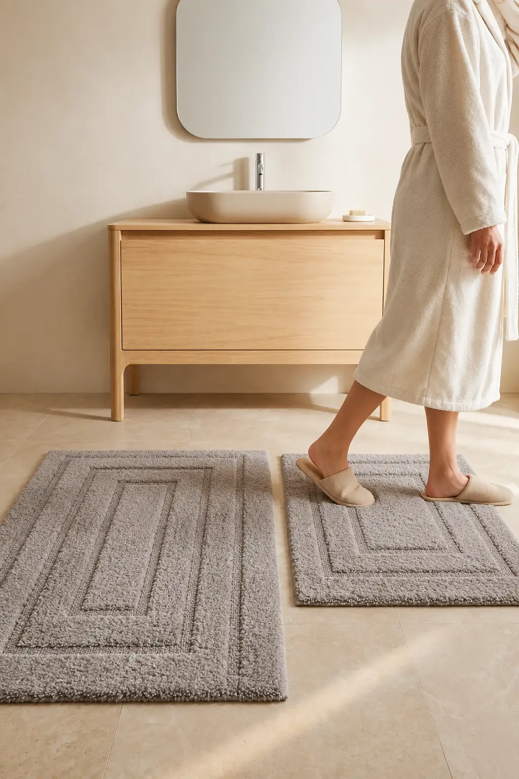 Cotton Collection Trend 2'li Banyo Paspası Vizon 60x100+50x60 cm